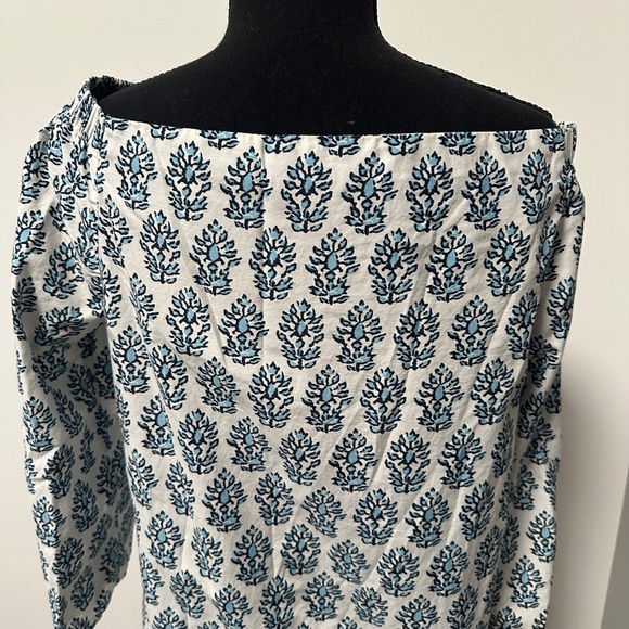 *J. MCLAUGHLIN* White x Blue Long Sleeve Shirt Size Small - Picture 5 of 7